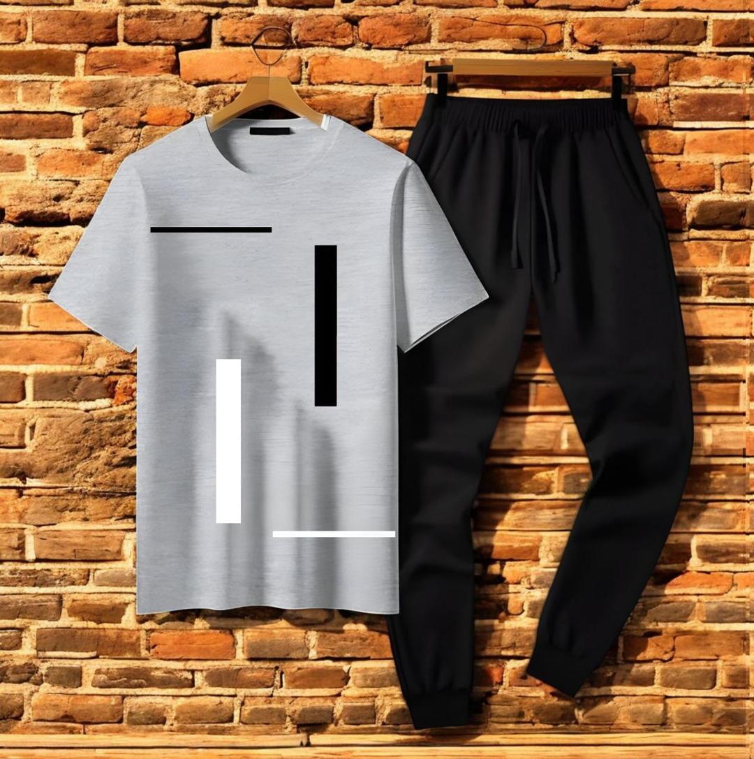 2 Pcs Men's Cotton Printed Track Suit