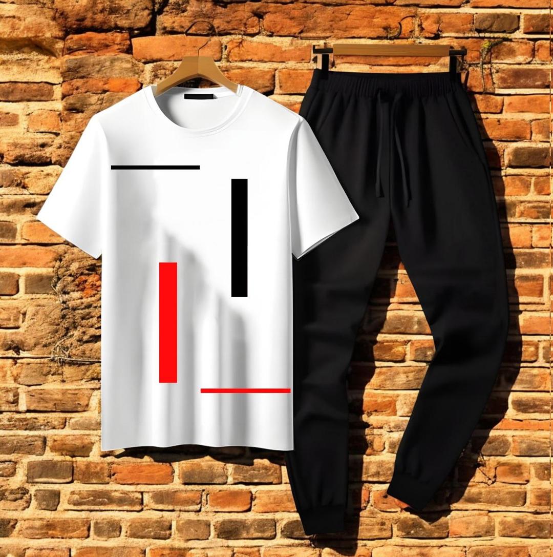 2 Pcs Men's Cotton Printed Track Suit