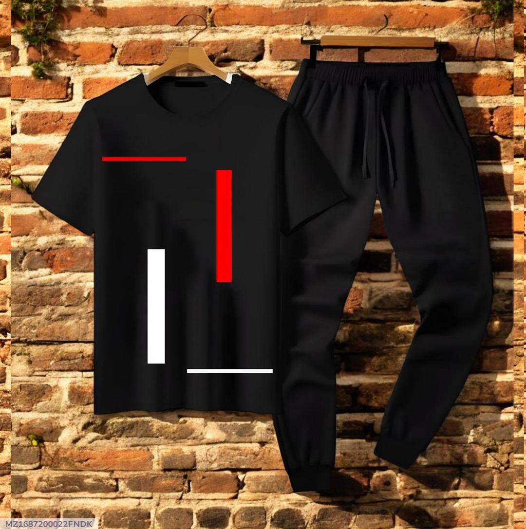 2 Pcs Men's Cotton Printed Track Suit